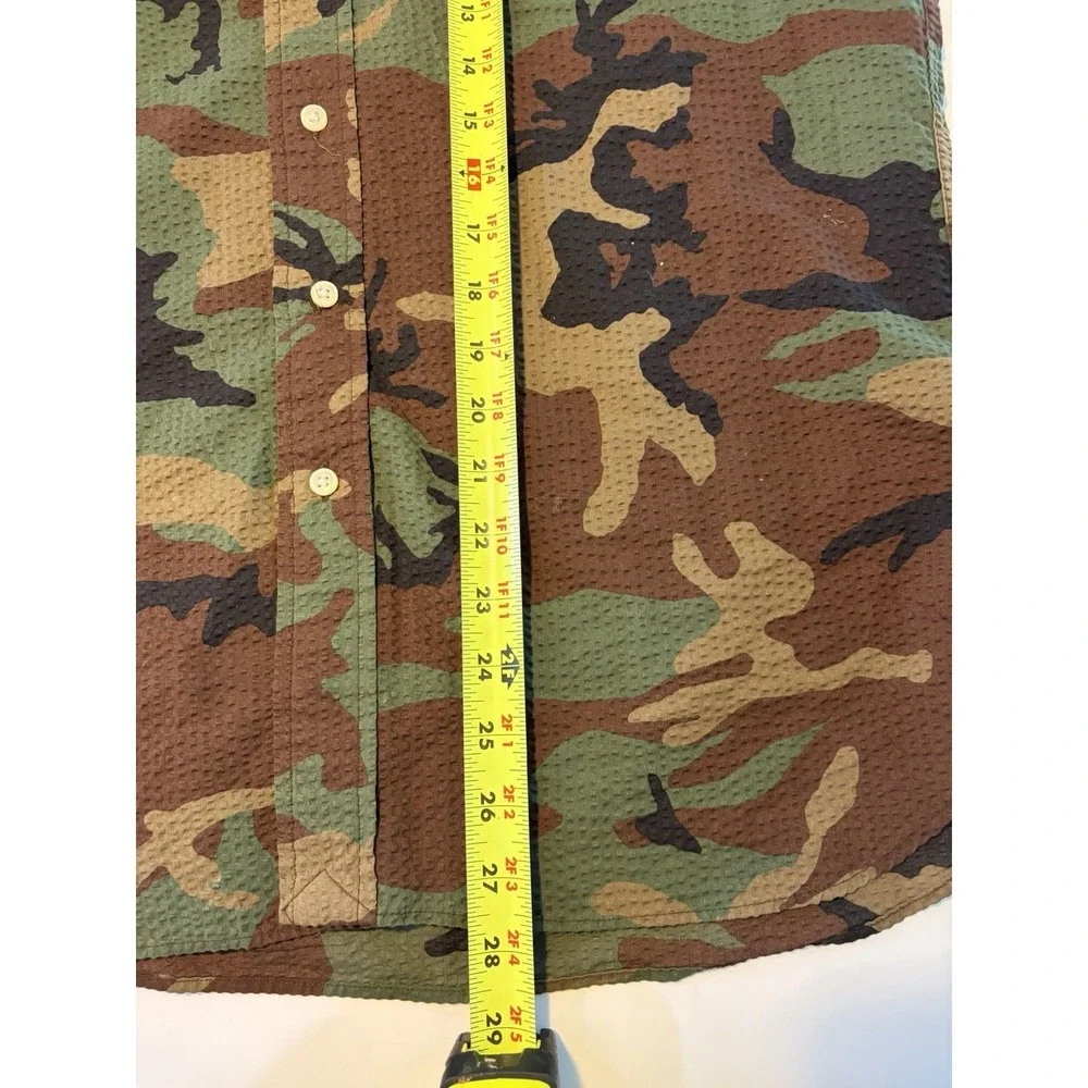 Ralph Lauren Polo Seersucker Camo Shirt Button Down Men Sz M Slim Fit Military